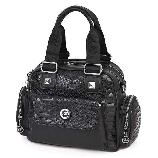 Дамска чанта от висококачествена еко кожа, в черен цвят. Код: 1570-8 - 1570-16