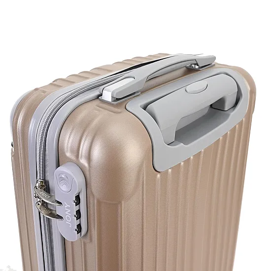 Малък slim куфар от полипропилен, в бежов цвят. Код: M5832 - M5832-2