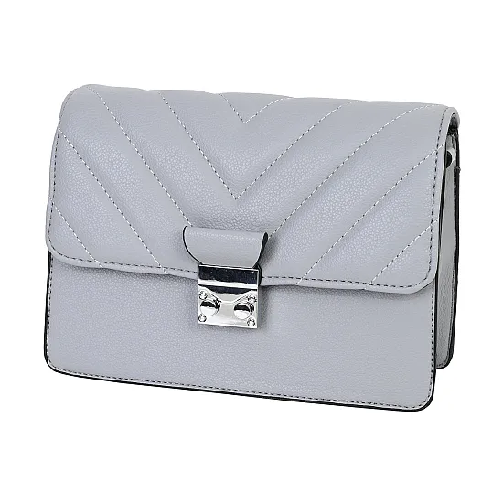 Дамска чанта от еко кожа в сив цвят. Код: 9190 - 9190-5