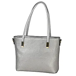 Дамска чанта от еко кожа в сребрист цвят. Код: M9823 - M9823-4