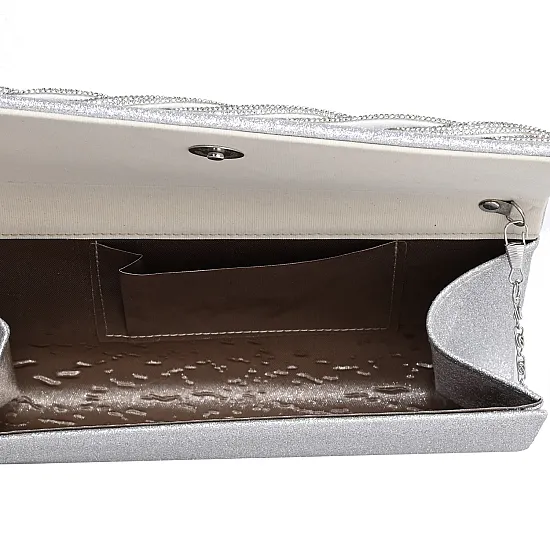 Вечерна дамска чанта в черен цвят с брокат B0252 - B0252