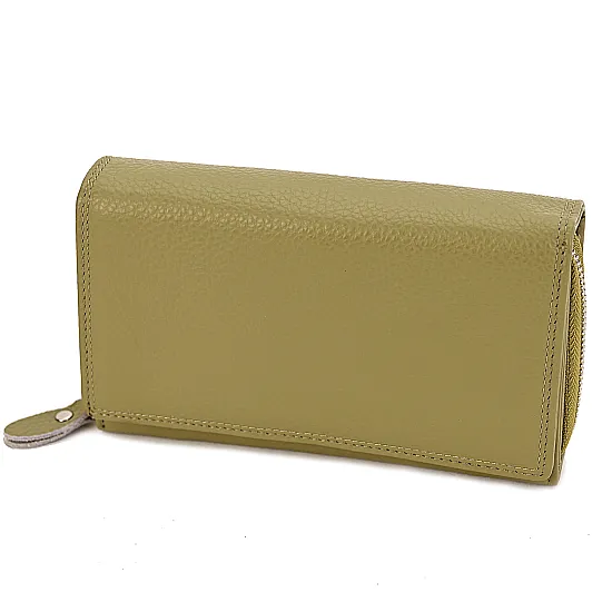 Средно дамско портмоне от естествена кожа в зелен цвят. КОД: 1000