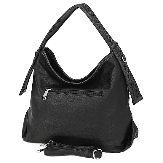 Ежедневна дамска чанта от екологична кожа в черен цвят. Модел: 666