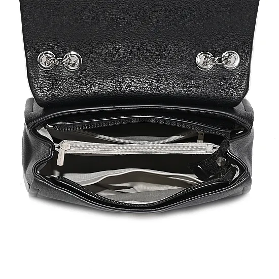 Дамска чанта David Jones от висококачествена еко кожа в черен цвят. Модел: 7673-1