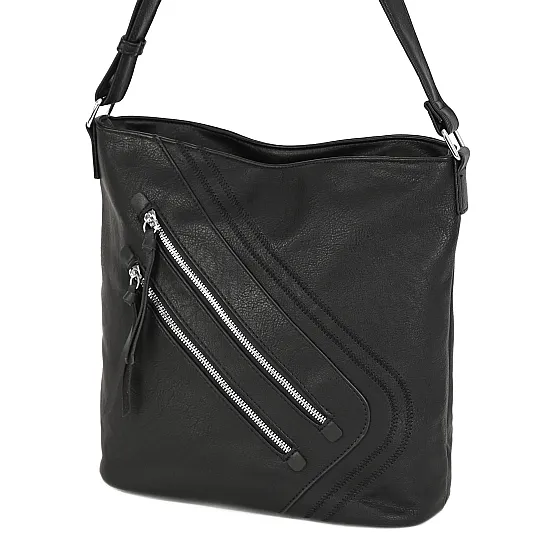 Дамска ежедневна чанта от екологична кожа в черен цвят. Модел: 8504