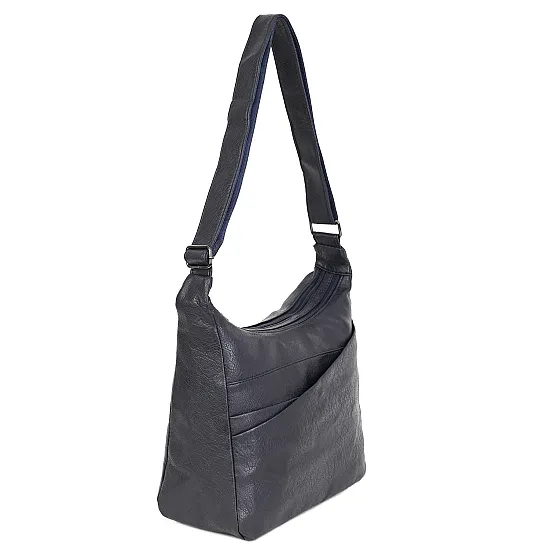 Дамска ежедневна чанта от висококачествена екологична кожа в тъмносин цвят Код: 9873