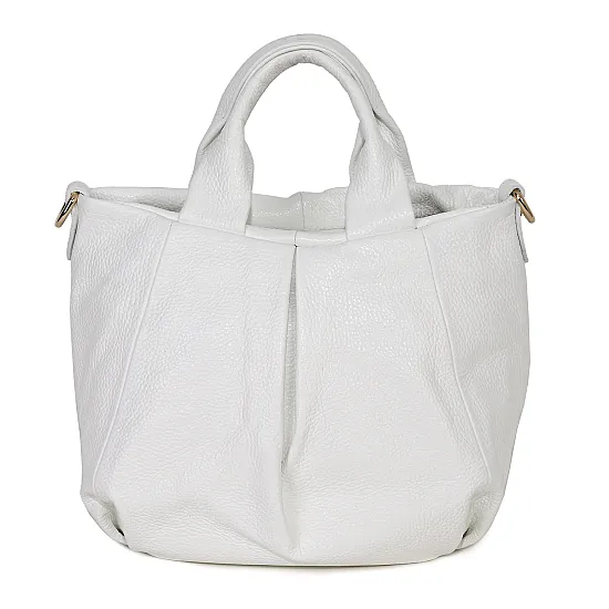 Дамска чанта, от естествена кожа, в бял цвят. Код: EK56 