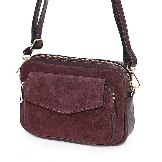 Ежедневна, малка дамска чанта от естествена кожа, в черен цвят Код: EKM56 - EKM56-1