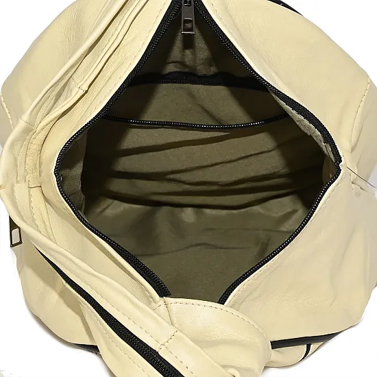 Дамска раница/чанта от естествена кожа направена от парчета в светложълт цвят. Код: P005 
